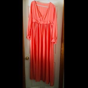 Brand New peach Long sleeve chiffon dress